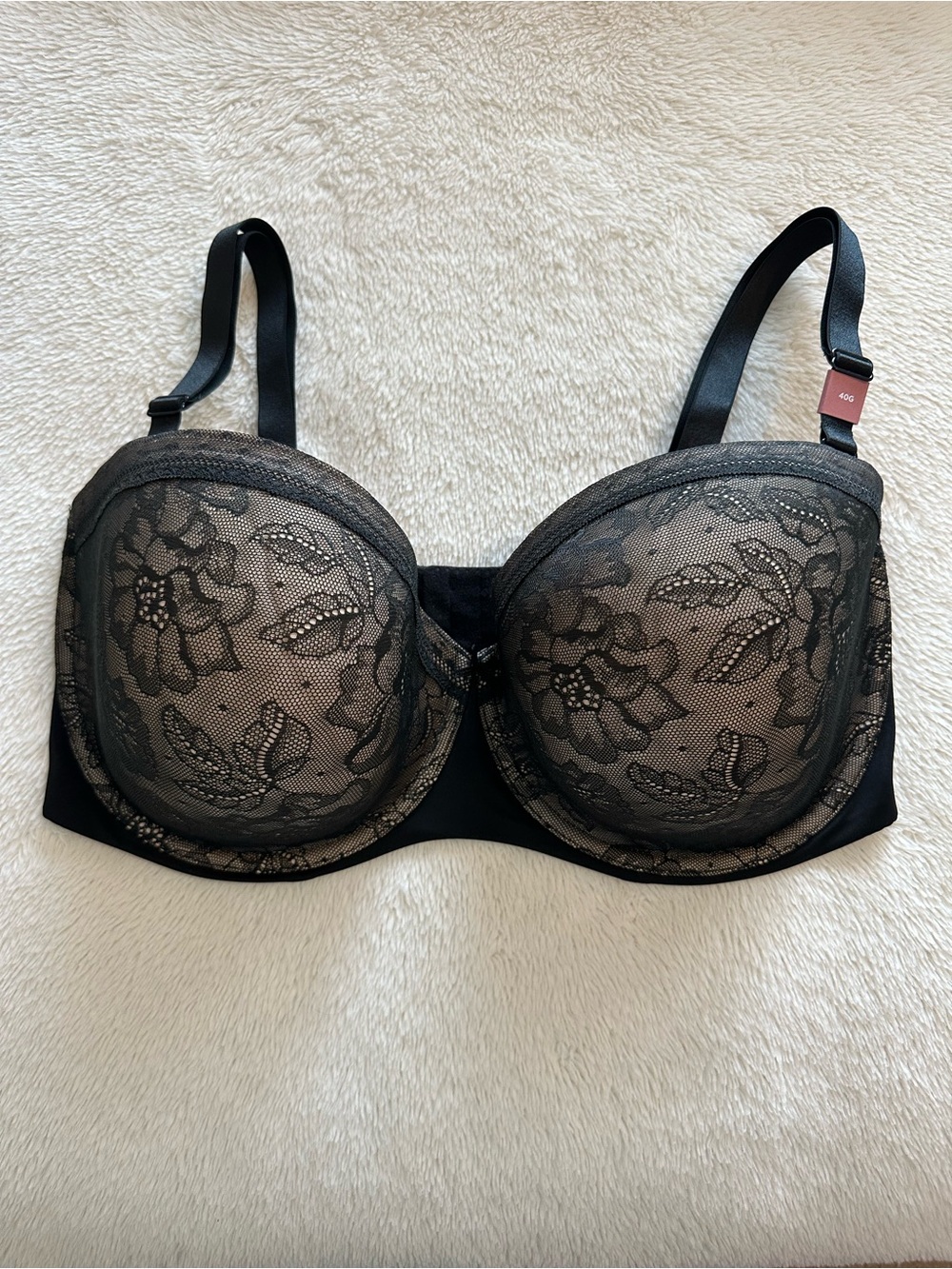 NEW Cacique Lightly Lined Multi Way Strapless Bra Black Lace Plus Size 40G